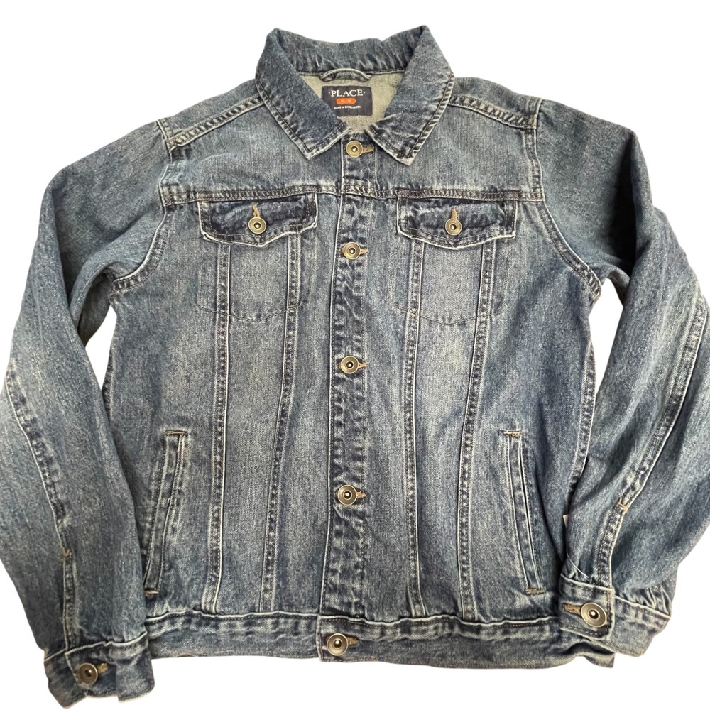 The Childrens Place Denim Jacket - Button Front, Classic‎ Blue Wash, Kid's XL